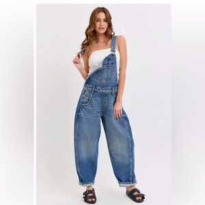 Cello Blue Denim Relaxed Overalls Jumpsuit